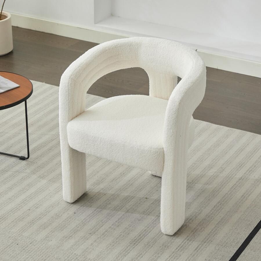 Zonder merk Gotagee Stoel van kunstvezel accentstoel moderne fauteuil comfortabele pluizige leesstoel slaapkamerstoel woonkamerstoel