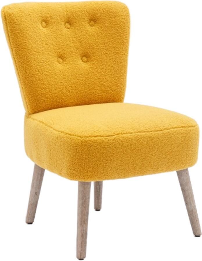 Zonder merk Gotagee Teddy Stof Ergonomische Fauteuil voor Woonkamer Slaapkamer Huis met Houten Poten en Verstelbare Poten voor Binnengebruik Geel