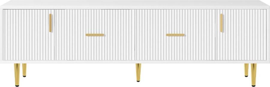 Zonder merk Gotagee Tv-meubel Tv-standaard Gouden handvatten Stille scharnieren Wit