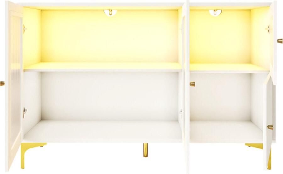 Zonder merk Gotagee wit dressoir met glazen deur sfeervol licht veel opbergruimte geschikt voor eetkamer - Foto 2