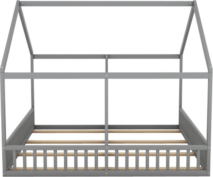 Zonder merk Gotagee Huisbed 90x200cm Eenpersoonsbed (zonder matras) Grijs Flatbed 2-in-1 bedden