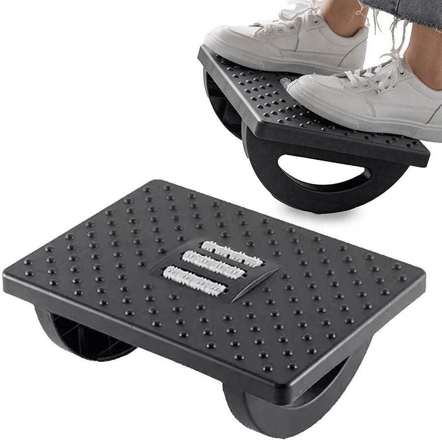 Zonder merk S&E Ergonomische Voetensteun Onder Bureau – Rockende Voetensteun Voor Betere Houding – Groot Formaat – Voor Thuis & Kantoor – Anti-Slip – Zwart