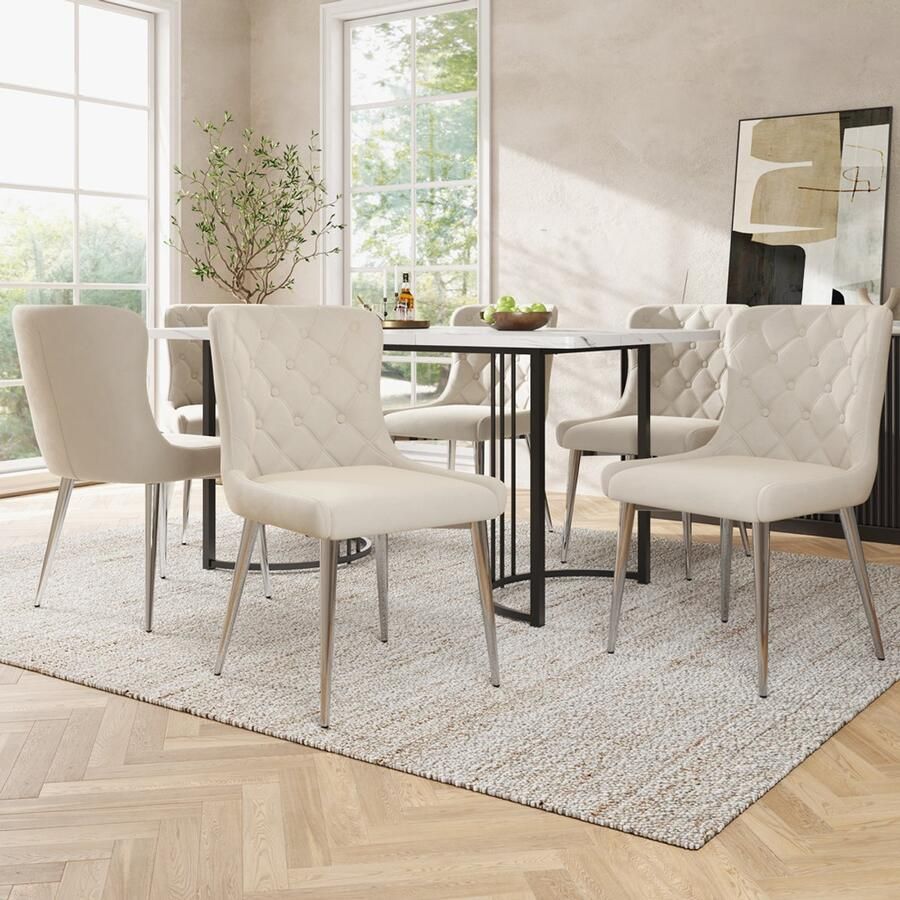 Zonder merk Stoelen set Eetstoelen Bureaustoelen Stoelen voor de woonkamer Stoelen voor de slaapkamer Leesstoelen 6-delige set