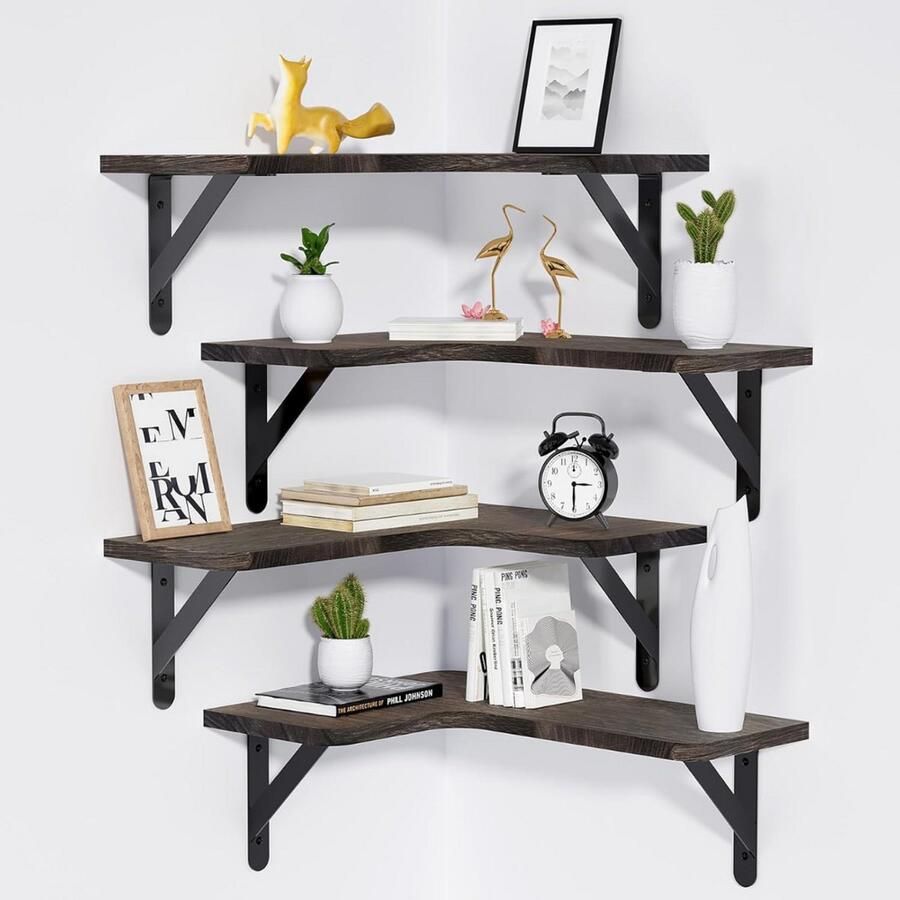 ZRSS Hoekplank Wandplank Standplank Decoratief Organizer voor Woonkamer en Keuken Set van 4
