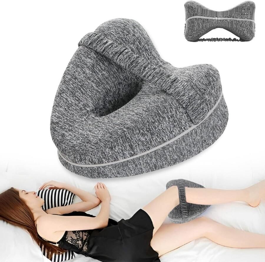 DailySupplies Kniekussen voor in Bed Beenkussen Zijslaper Verhoging Rugslaper Orthopedisch Grijs