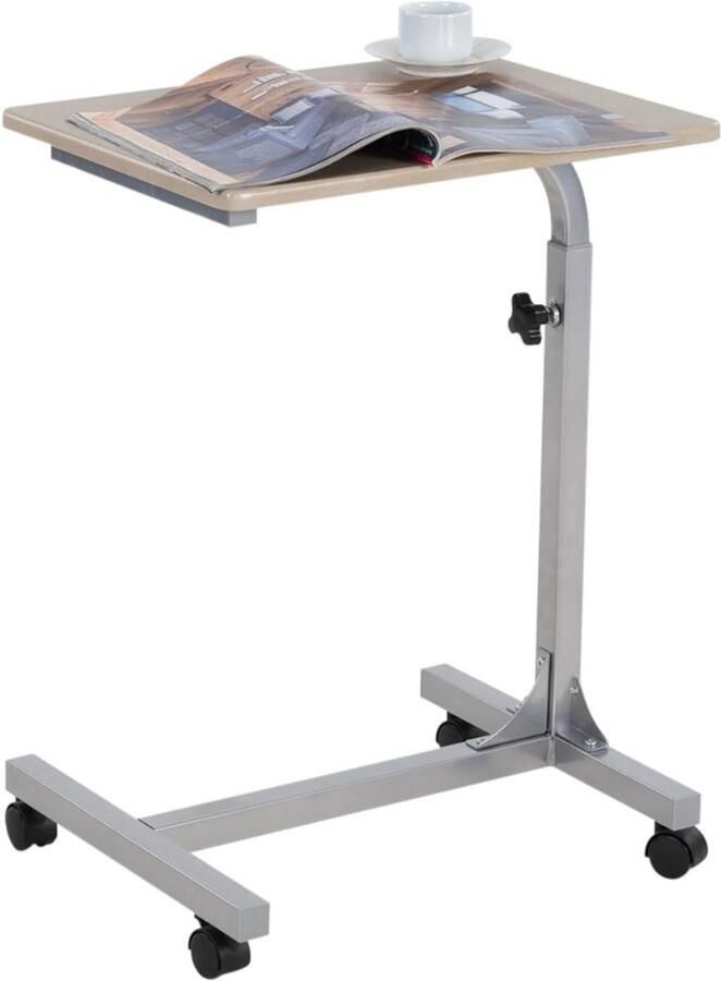 ZRSS Laptoptafel op Wielen Bijzettafel Verstelbaar Bedtafel (hout kleur)