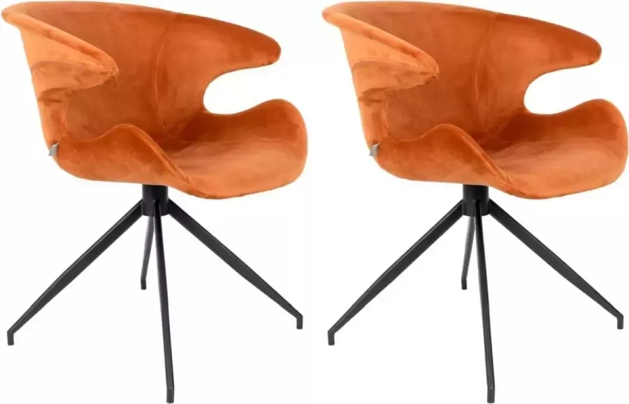 Zuiver Mia Eetkamerstoelen met armleuning Oranje Set van 2 - Foto 3