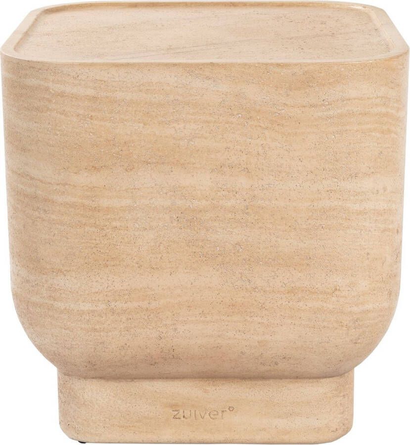 Zuiver Vierkante Bijzettafel Noble Travertinlook 45 x 45cm Beige - Foto 2