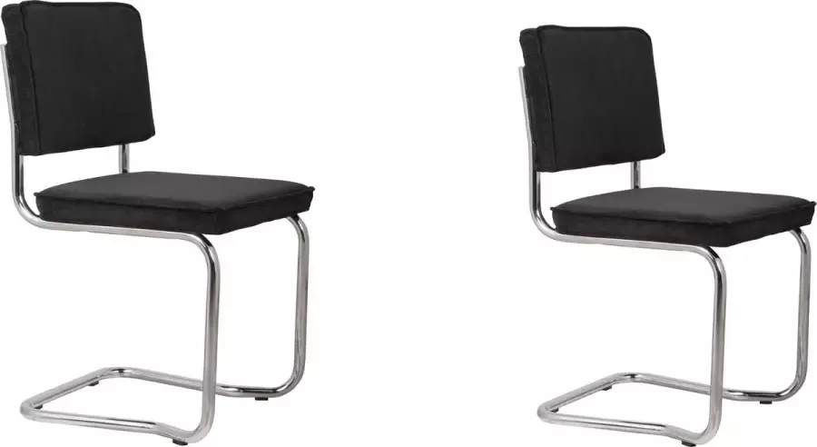 Zuiver Ridge Rib Kink Eetkamerstoelen Zwart Set van 2 - Foto 2
