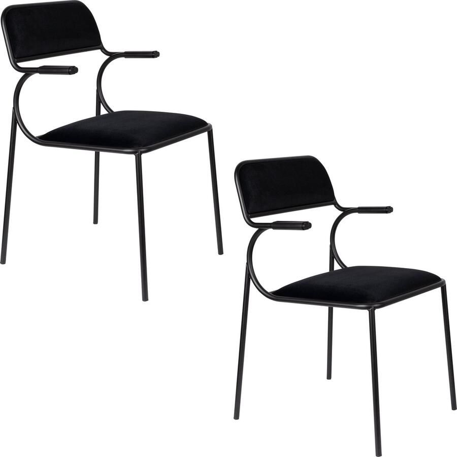 Zuiver Alba Eetkamerstoelen met armleuning Zwart Zwart Set van 2