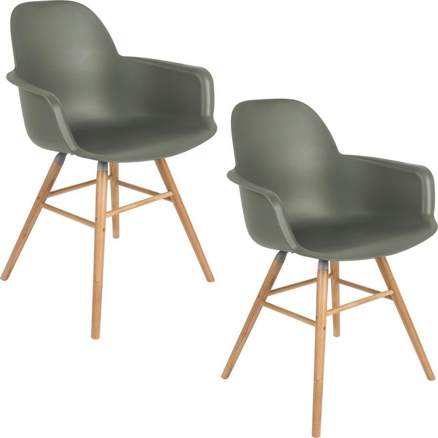 Zuiver Albert Kuip Eetkamerstoelen met armleuning Groen Set van 2