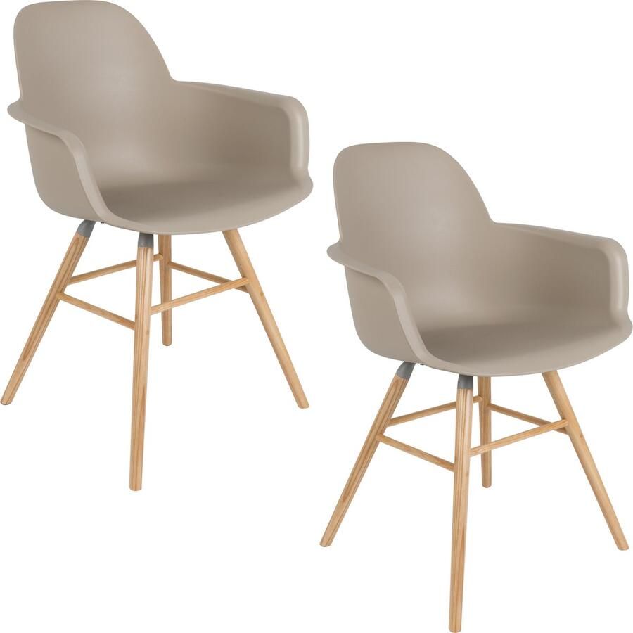 Zuiver Albert Kuip Eetkamerstoelen met armleuning Taupe Set van 2