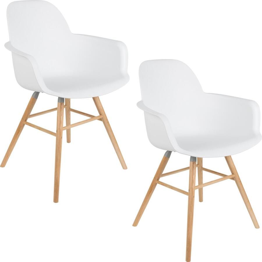 Zuiver Albert Kuip Eetkamerstoelen met armleuning Wit Set van 2