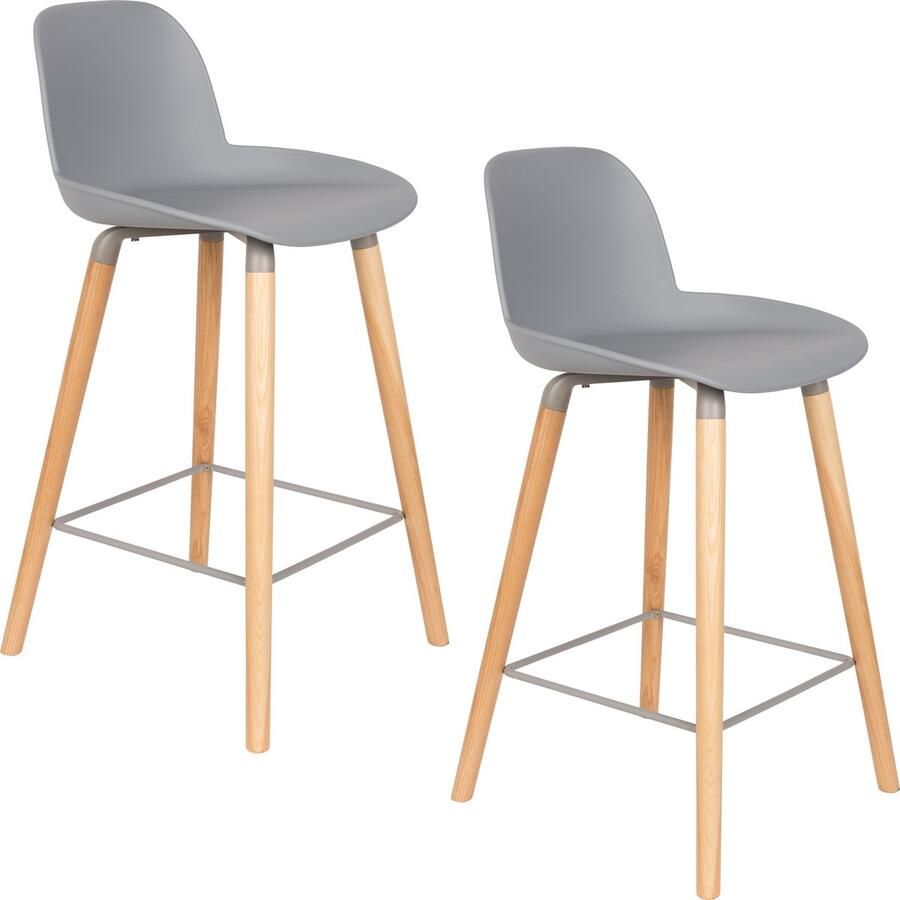 Zuiver Set 2 Barstoelen Albert Kuip Zithoogte 65 Cm Lichtgrijs