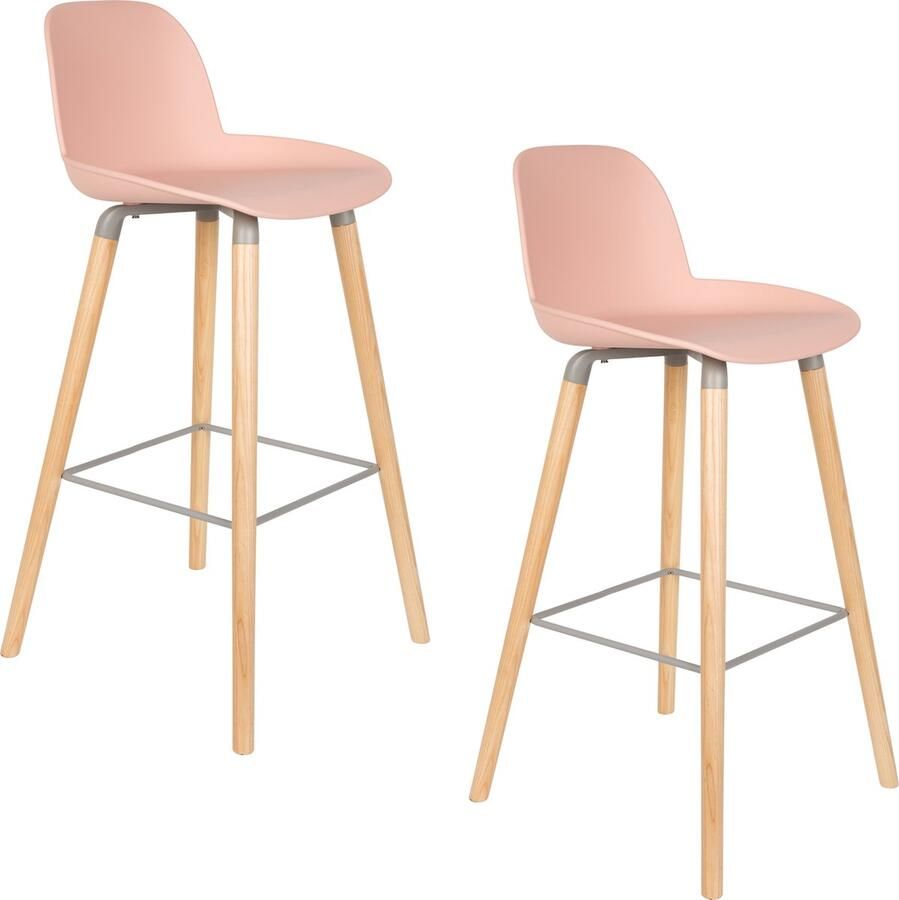 Zuiver Albert Kuip Barkruk 75 cm Roze Set van 2