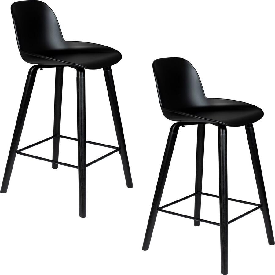 Zuiver Albert Kuip Barkrukken rugleuning 65 cm Zwart Set van 2 - Foto 2