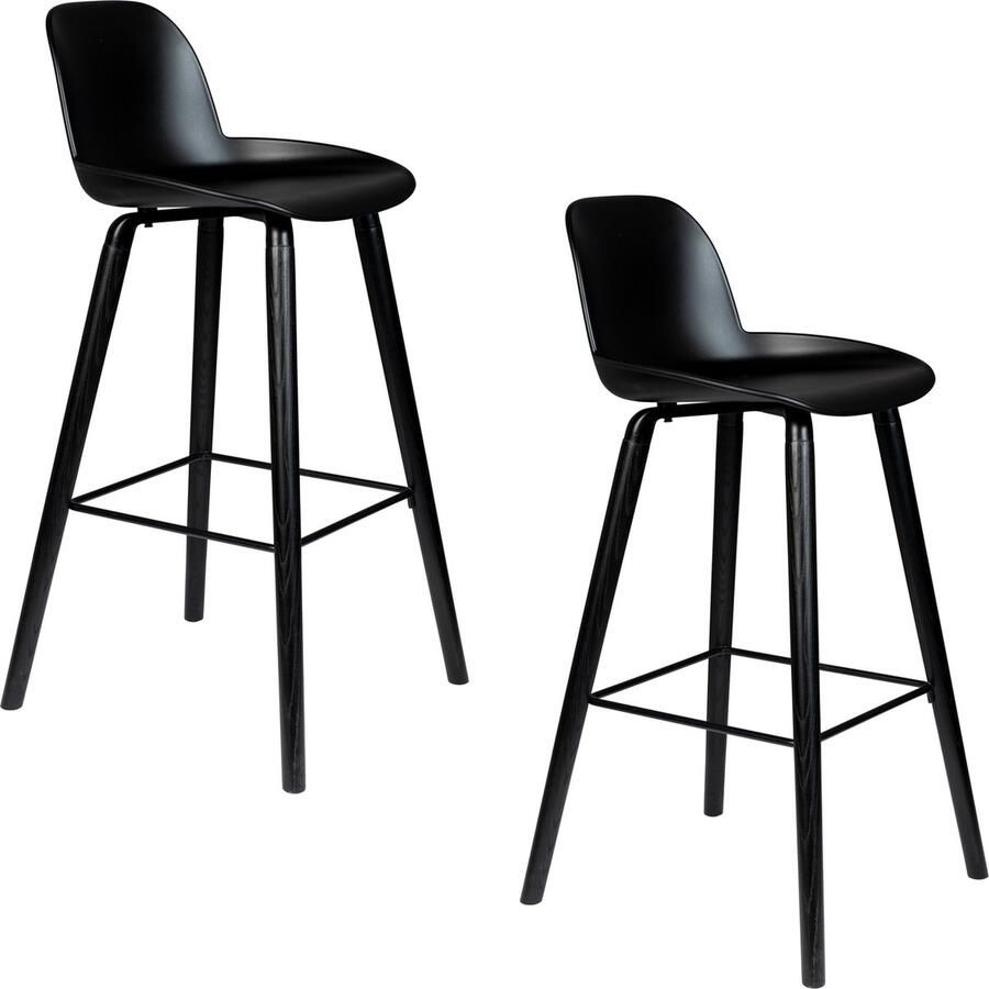 Zuiver Albert Kuip Barkrukken rugleuning 75 cm Zwart Set van 2 - Foto 2