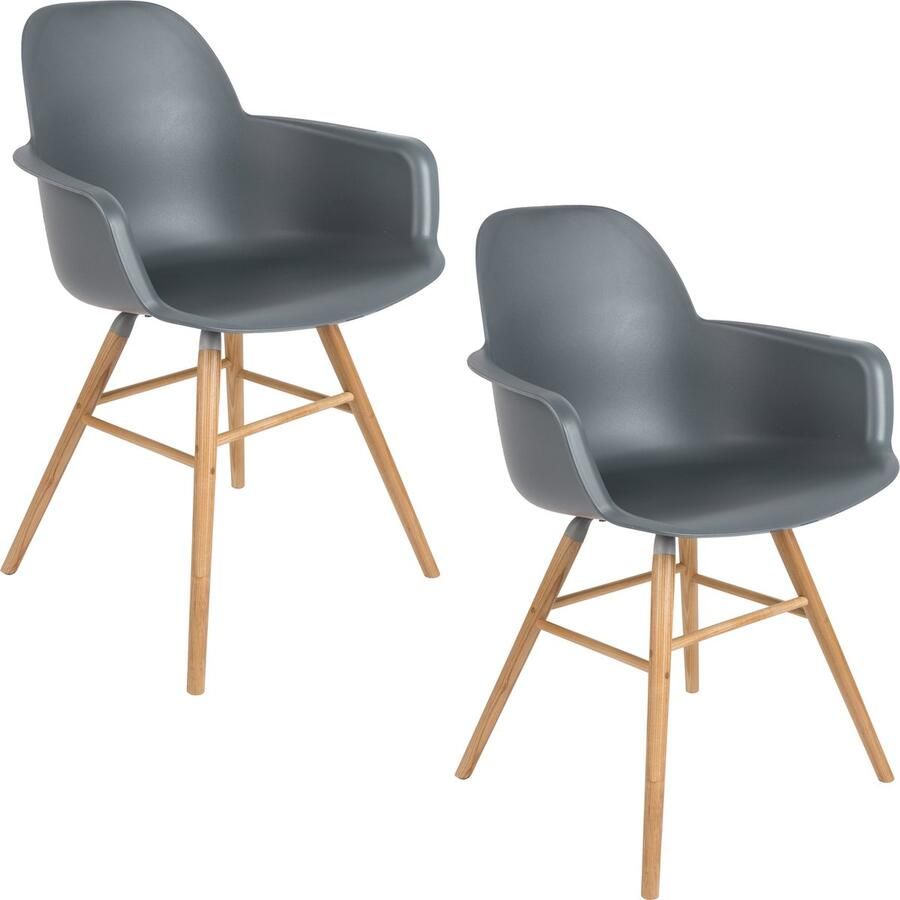 Zuiver Albert Kuip Eetkamerstoelen met armleuning Donkergrijs Set van 2