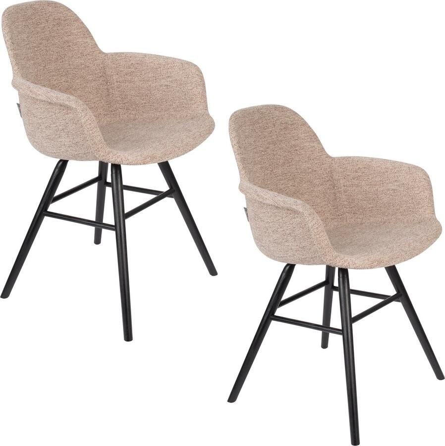 Zuiver Albert Kuip Soft Eetkamerstoelen met armleuning Beige Set van 2 - Foto 2