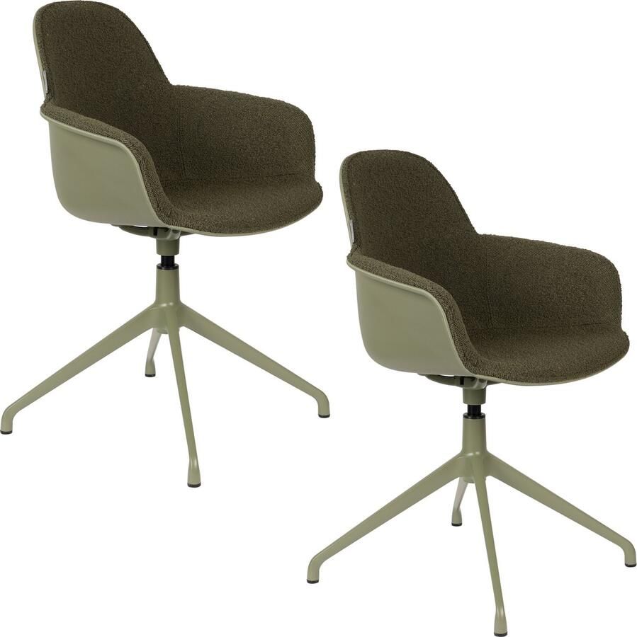 Zuiver Albert Kuip Swivel Eetkamerstoelen met armleuning Groen Set van 2 - Foto 2