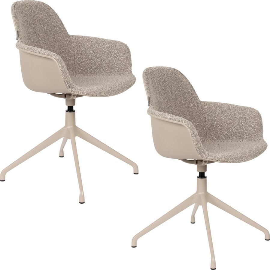 Zuiver Albert Kuip Swivel Eetkamerstoelen met armleuning Taupe Set van 2