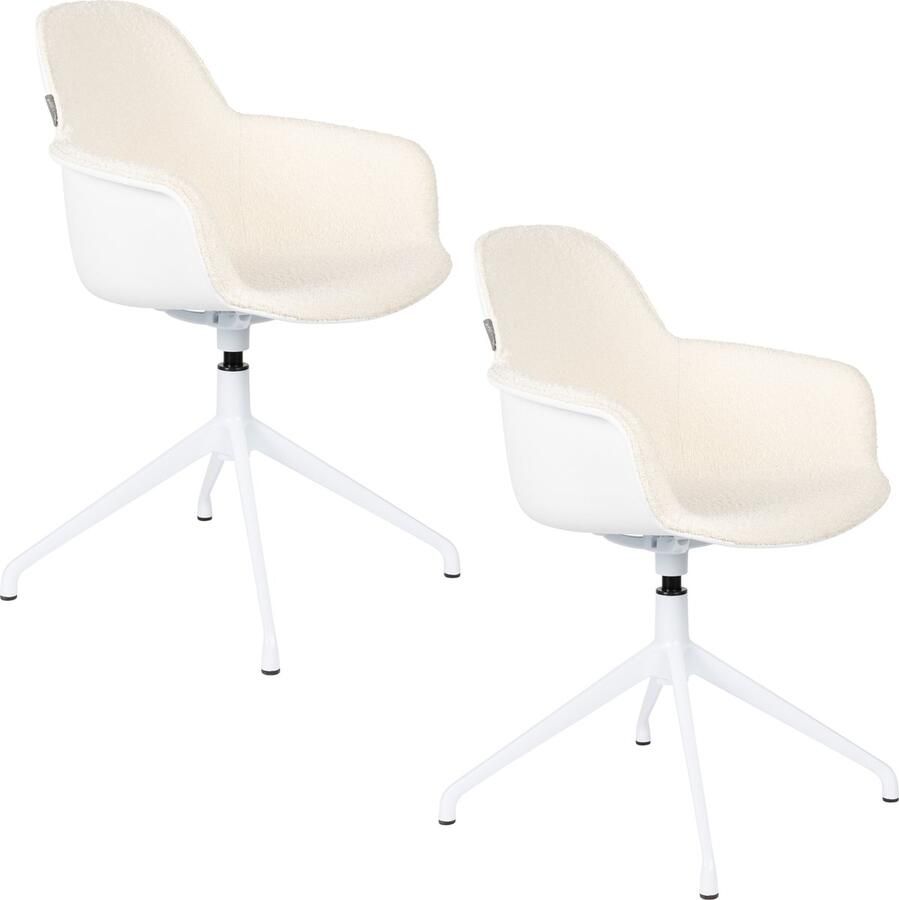 Zuiver Albert Kuip Swivel Eetkamerstoelen met armleuning Wit Set van 2