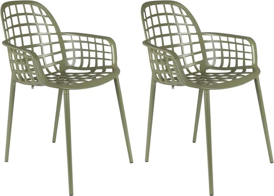 Zuiver Albert Kuip Tuinstoelen met armleuning Groen Set van 2 - Foto 2