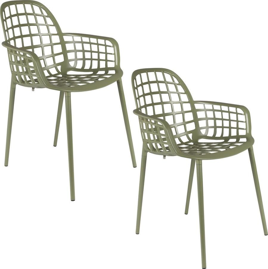 Zuiver Albert Kuip Tuinstoelen met armleuning Groen Set van 2