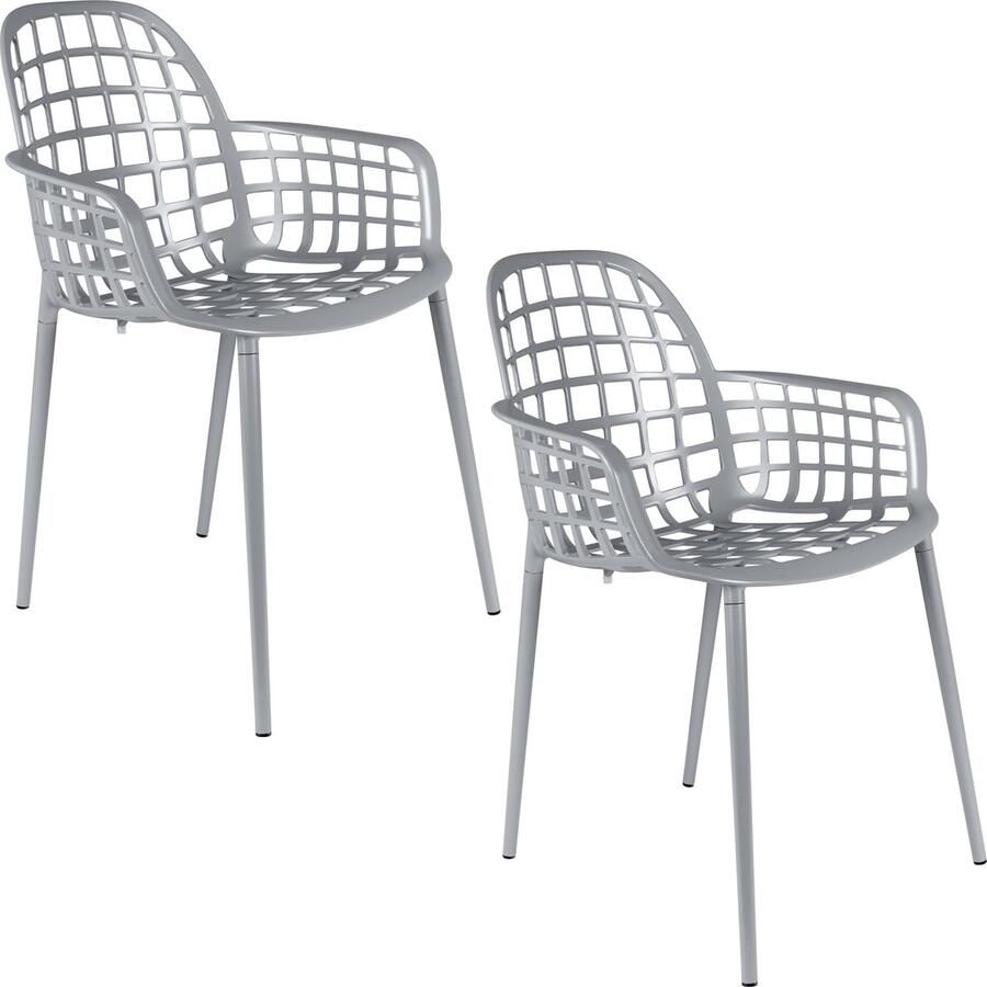 Zuiver Albert Kuip Tuinstoelen met armleuning Lichtgrijs Set van 2