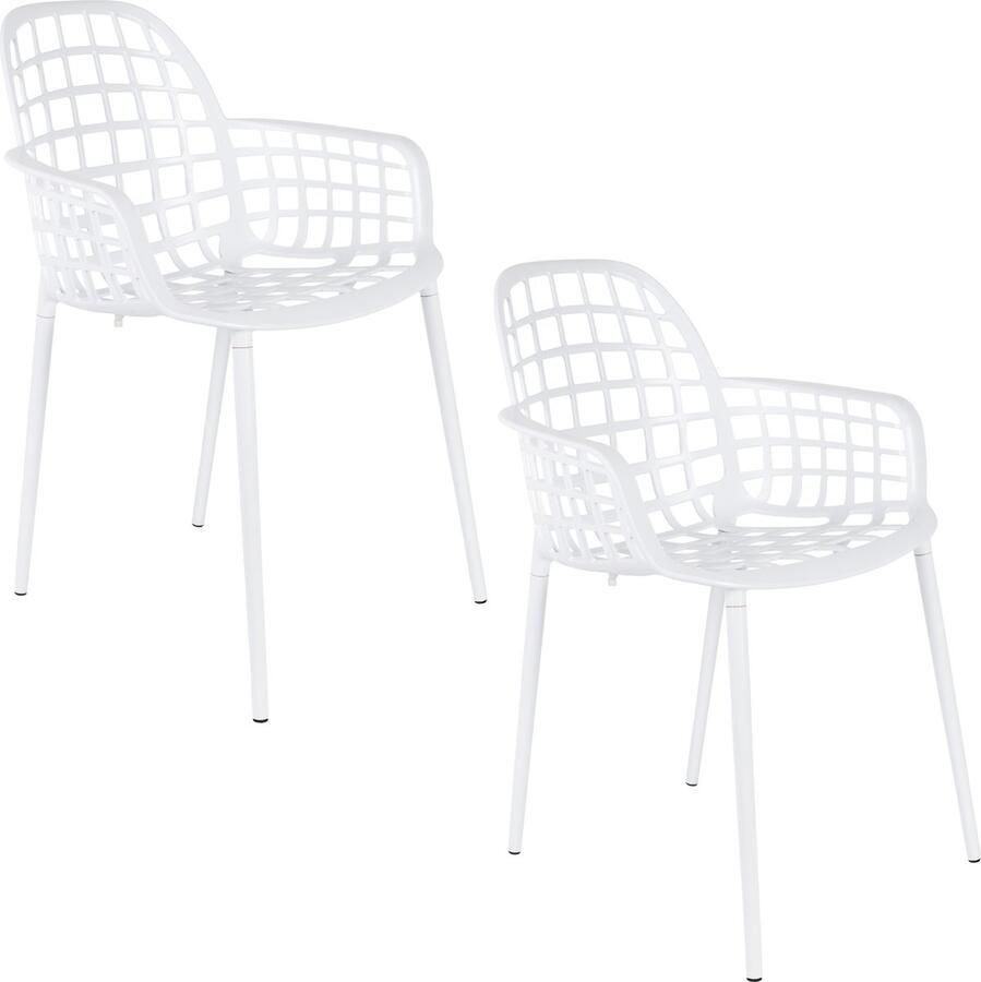 Zuiver Albert Kuip Tuinstoelen met armleuning Wit Set van 2