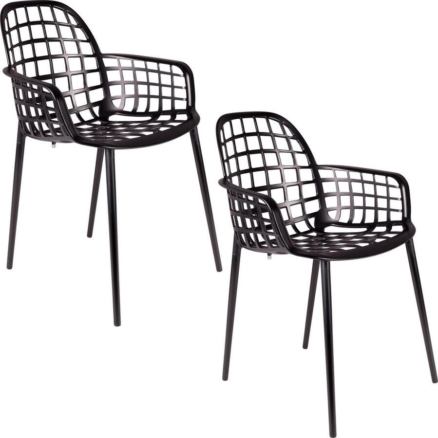 Zuiver Albert Kuip Tuinstoelen met armleuning Zwart Set van 2