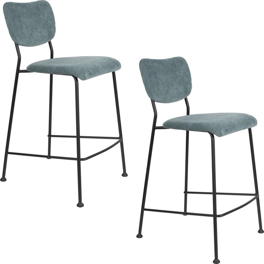 Zuiver Benson Barkruk 64 5 cm Grijs Blauw Set van 2