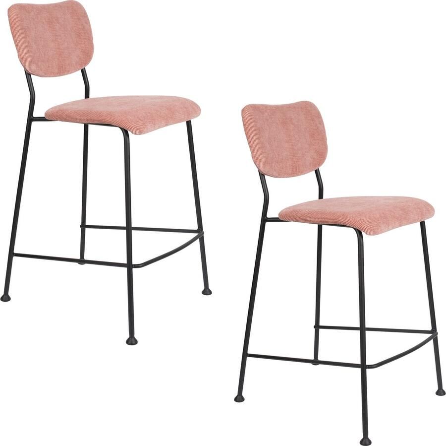 Zuiver Benson Barkruk 64 5 cm Roze Set van 2