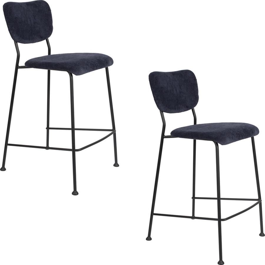 Zuiver Benson Barkruk 64.5 cm Donkerblauw Set van 2