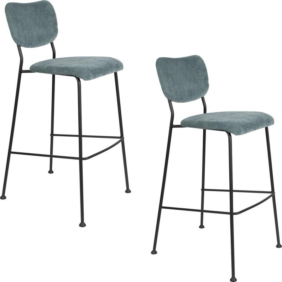 Zuiver Benson Barkruk 75 5 cm Grijs Blauw Set van 2