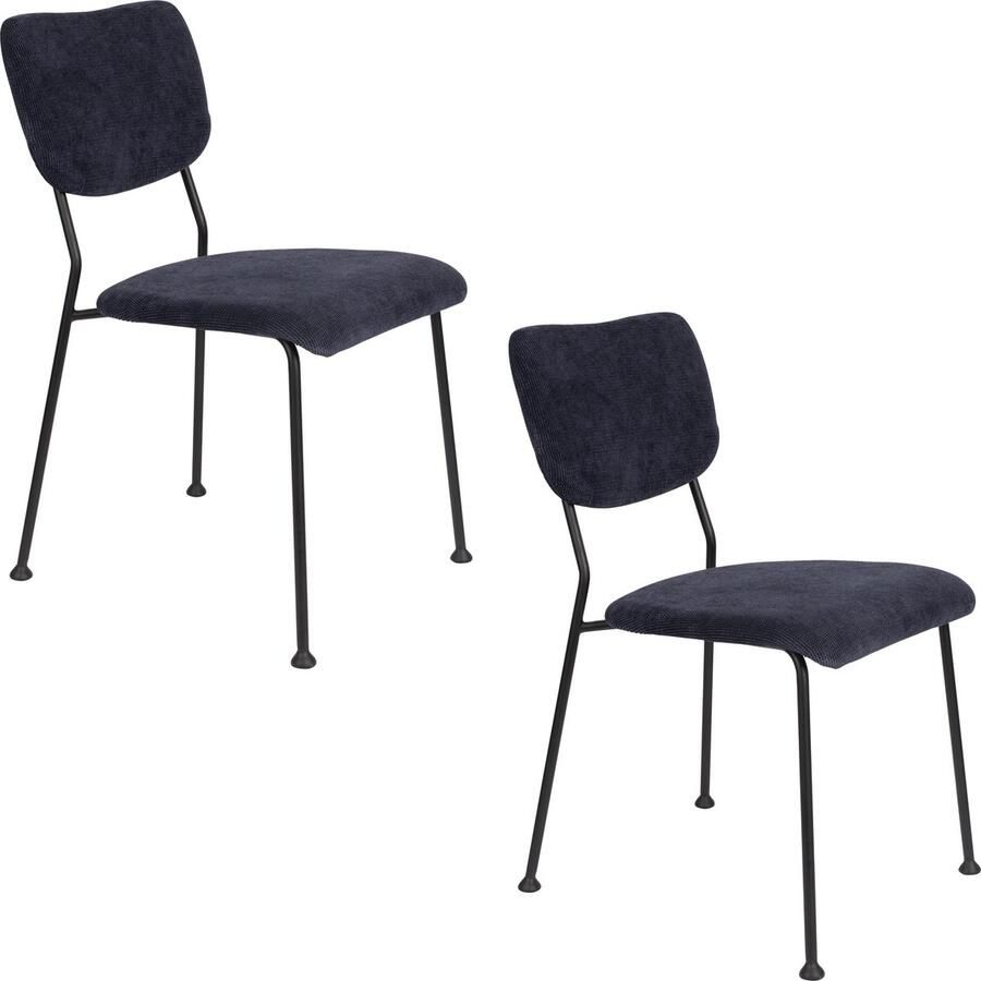 Zuiver Benson Eetkamerstoelen Donkerblauw Set van 2