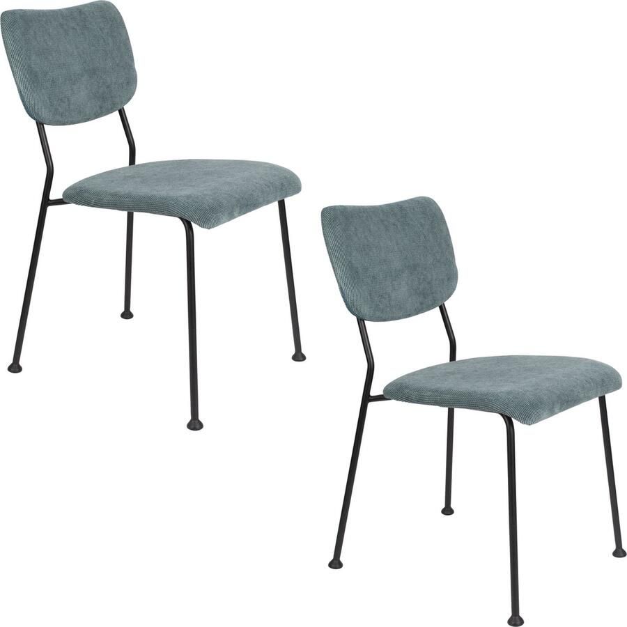 Zuiver Benson Eetkamerstoelen Grijs Blauw Set van 2