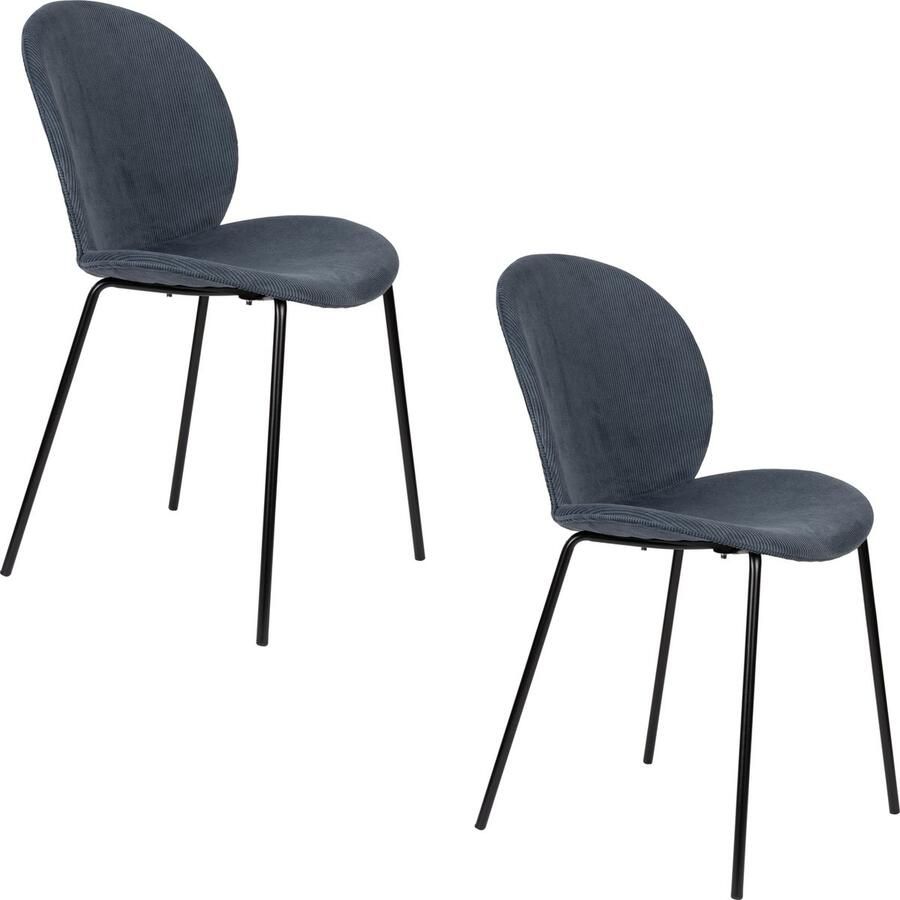 Zuiver Bonnet Eetkamerstoelen Grijs Blauw Set van 2