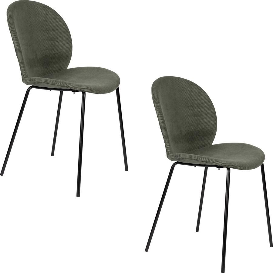 Zuiver Bonnet Eetkamerstoelen Groen Set van 2