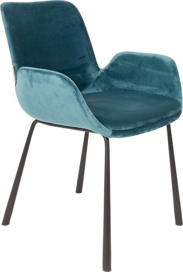 Zuiver Brit Velvet Armstoel Petrol Set van 2