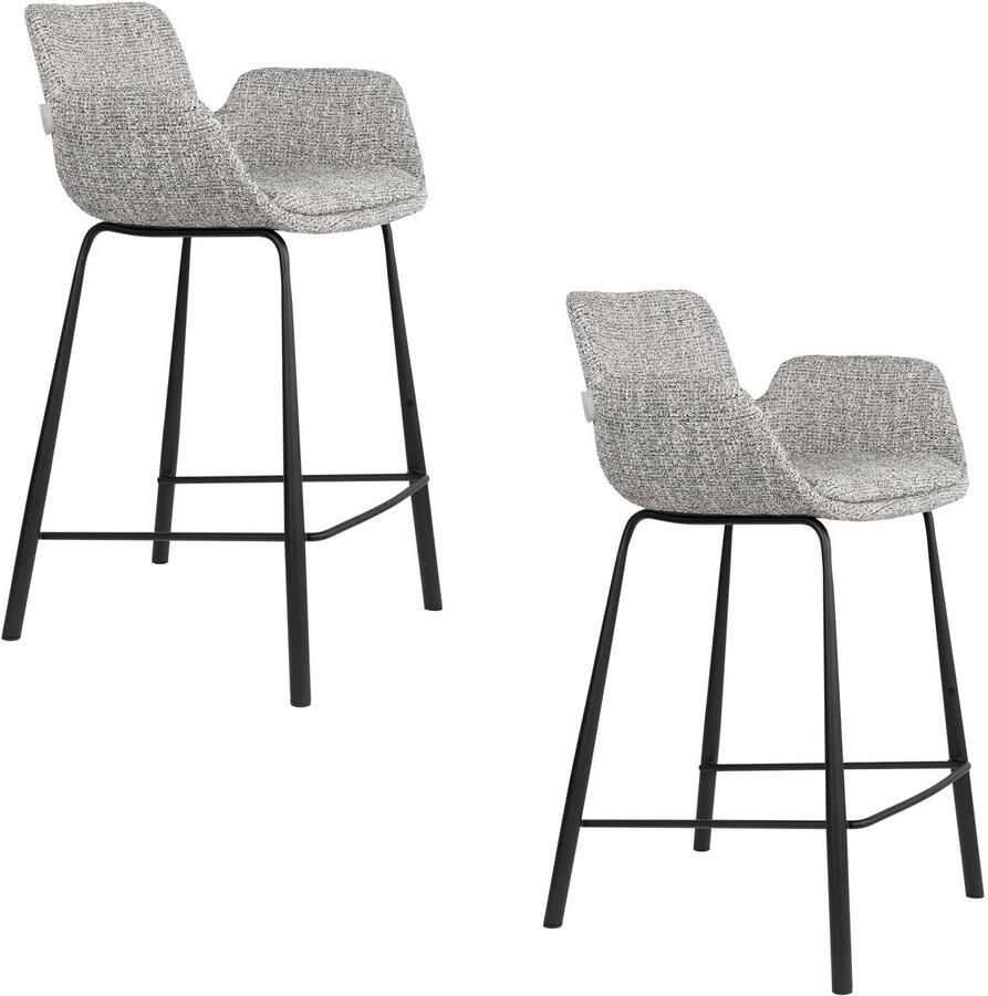 Zuiver Brit Barkrukken rugleuning 67 5 cm Grijs Set van 2