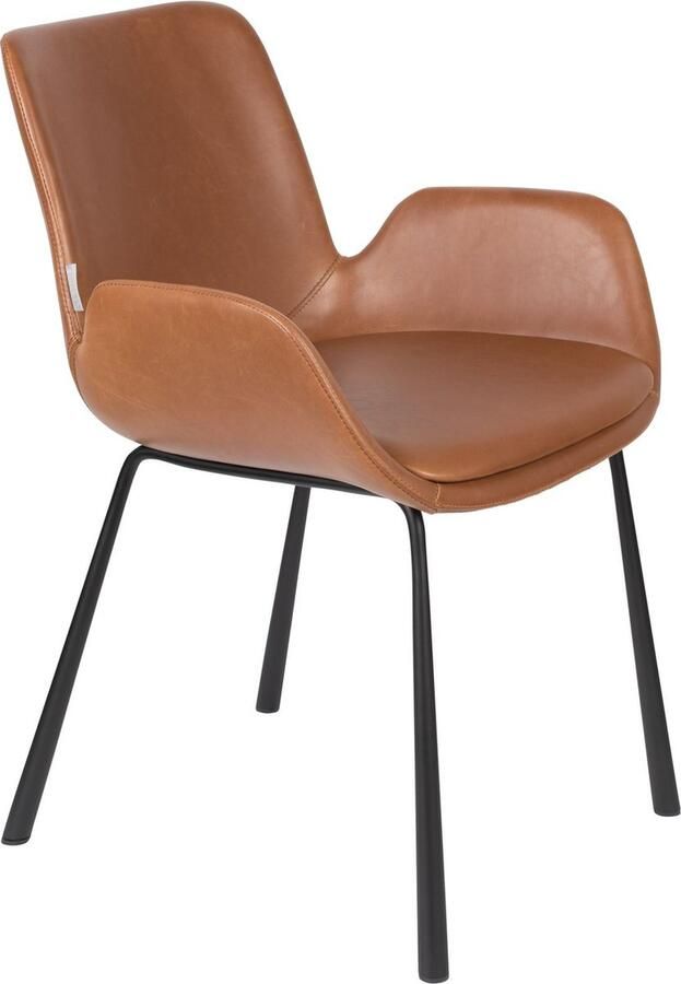 Zuiver Brit LL Eetkamerstoelen met armleuning Bruin Set van 2 - Foto 3