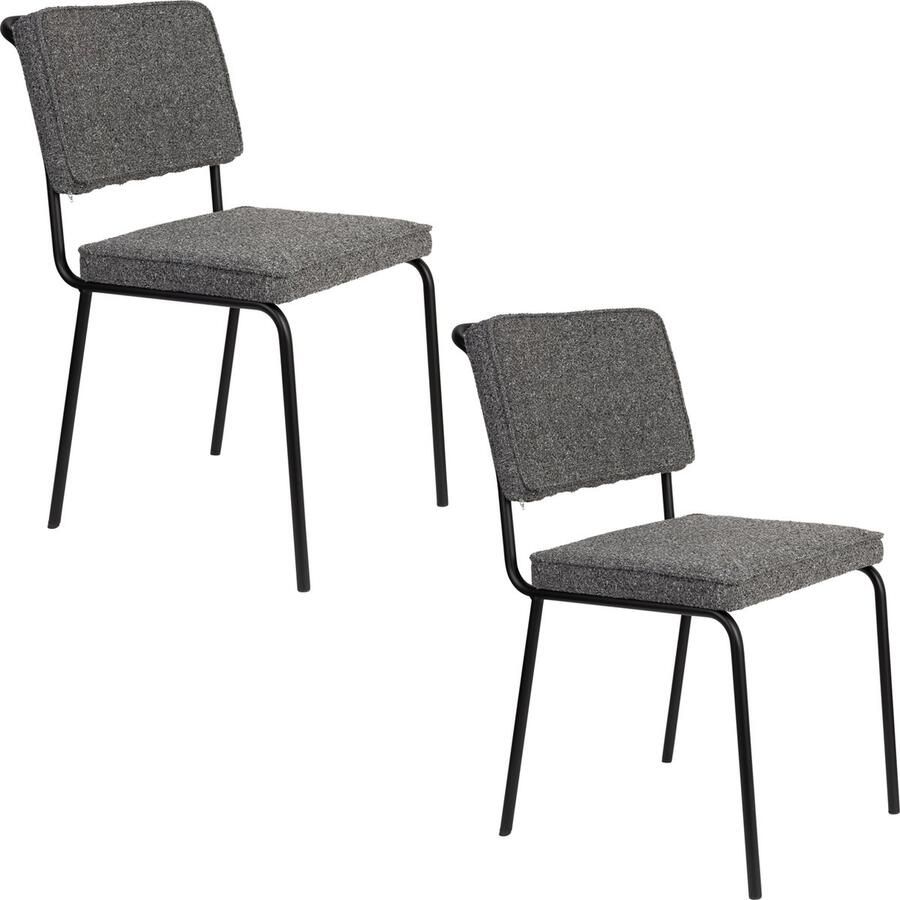 Zuiver Buddy Eetkamerstoelen Zwart Set van 2