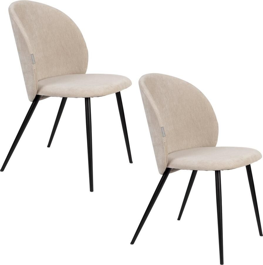 Zuiver Cozy Eetkamerstoelen Beige Set van 2