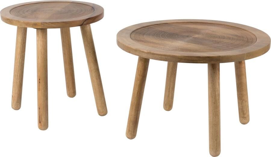 Zuiver Dendron Bijzettafel Rond 60 cm Mangohout Bruin}