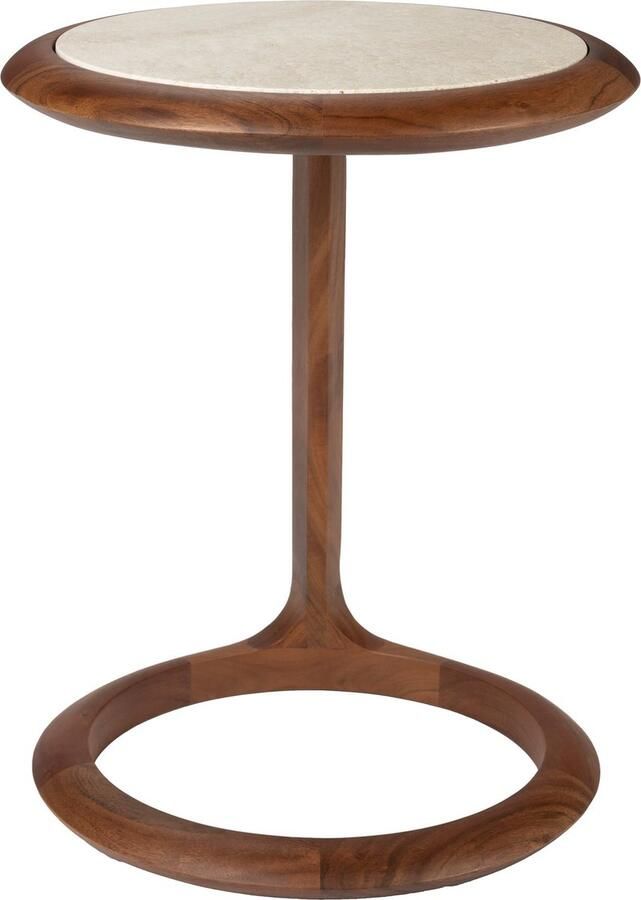 Zuiver Bijzettafel Doppio Travertin en acaciahout 45 x 41cm Bruin