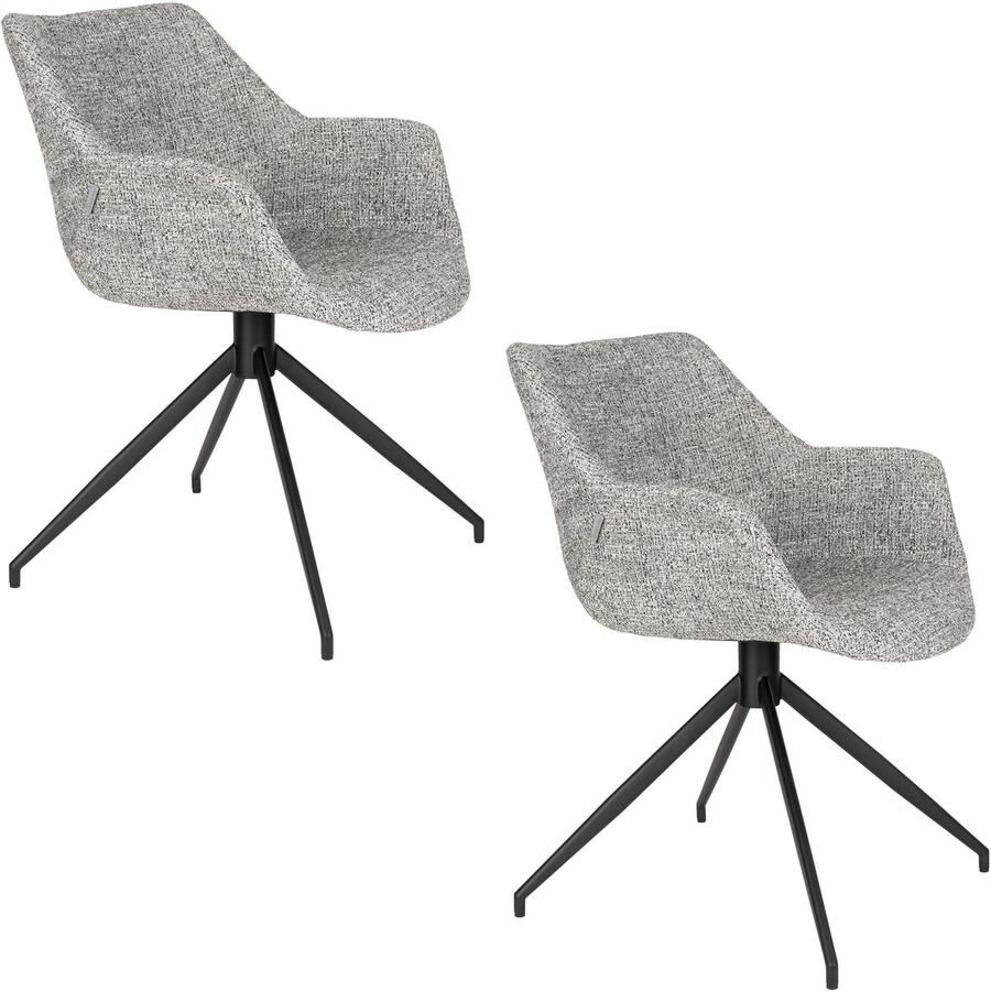 Zuiver Doulton Eetkamerstoelen met Armleuningen Grijs Set van 2 - Foto 2