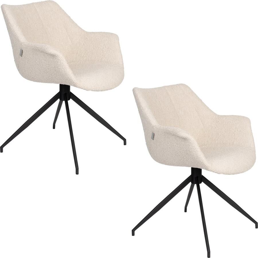 Zuiver Doulton Swivel Eetkamerstoelen met armleuning Naturel Set van 2 - Foto 2