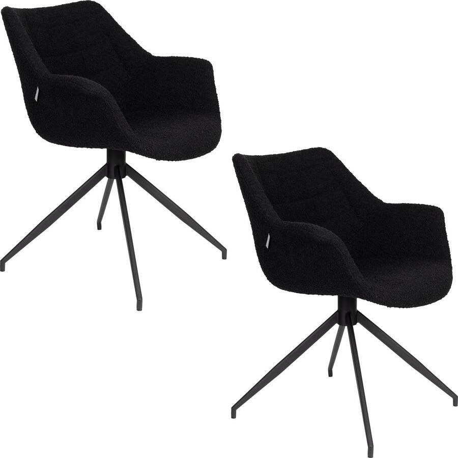 Zuiver Doulton Swivel Eetkamerstoelen met armleuning Zwart Set van 2