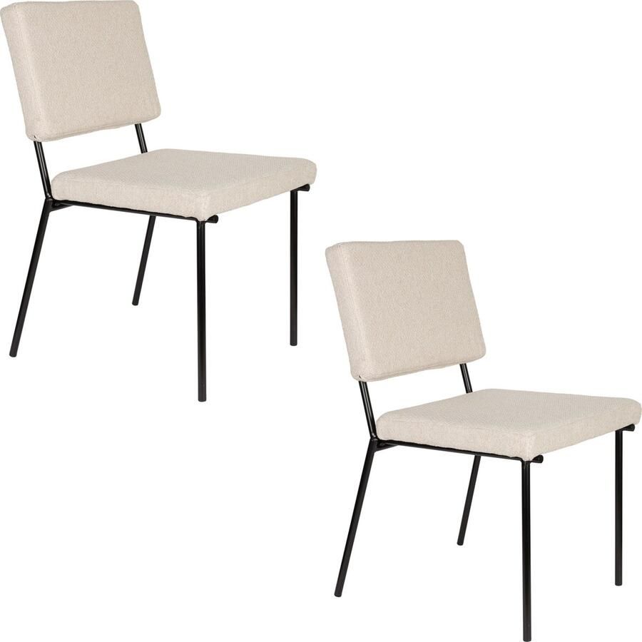 Zuiver Fellow Eetkamerstoelen Off-White Set van 2 Grijs